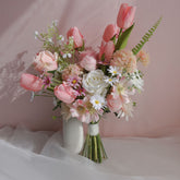 Artificial Tulip Wedding Bouquet Faux Pastel Pink Tulip Bouquet